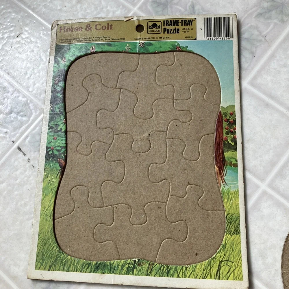 Horse & Colt Golden Frame Tray Puzzle 12Pc Western Publishing Vintage Toys 1983